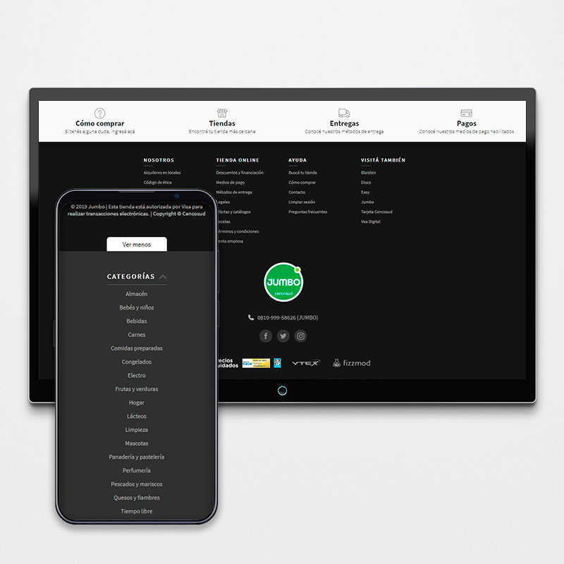 Jumbo / Disco / Vea - Footer optimizado para SEO